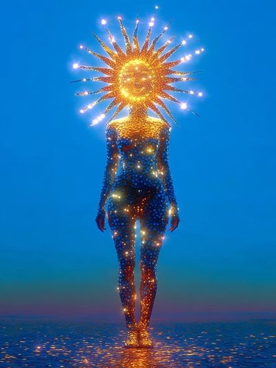 Celestial Sun Figure Surrealism Print. poster print