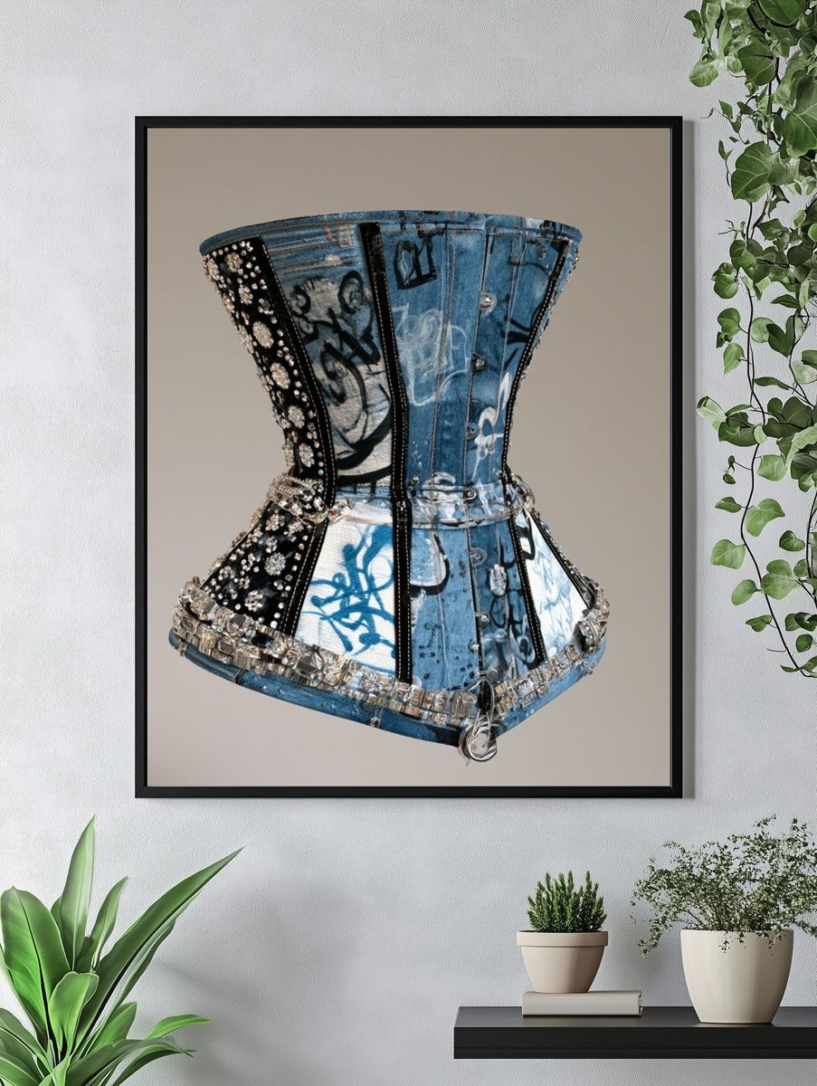 Denim Corset Fashion Poster. — room view 4