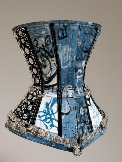 Denim Corset Fashion Poster. poster