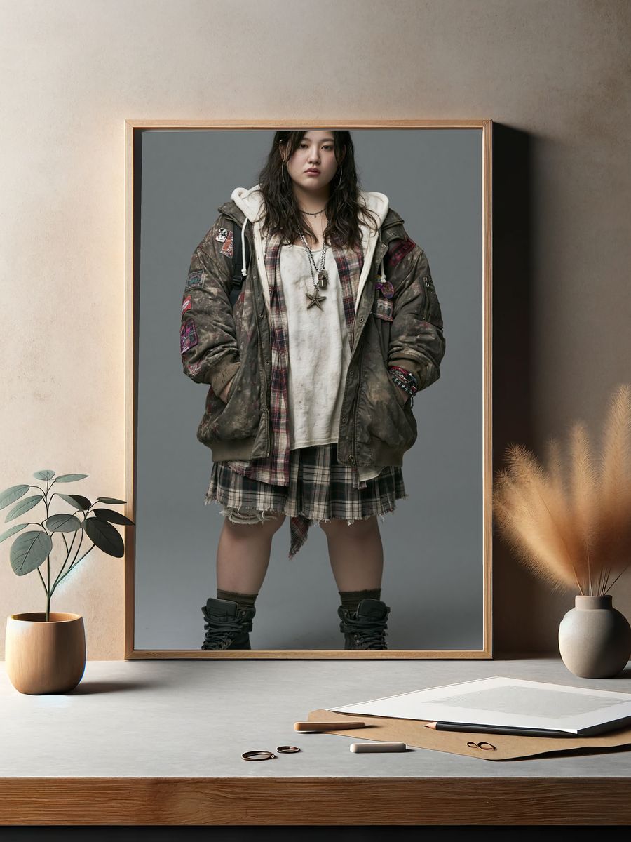 Grunge Fashion Portrait Poster. — room view 2