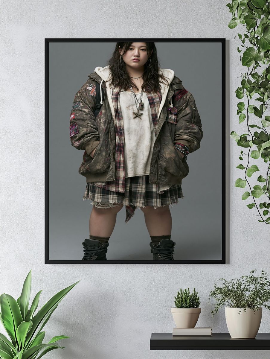Grunge Fashion Portrait Poster. — room view 4