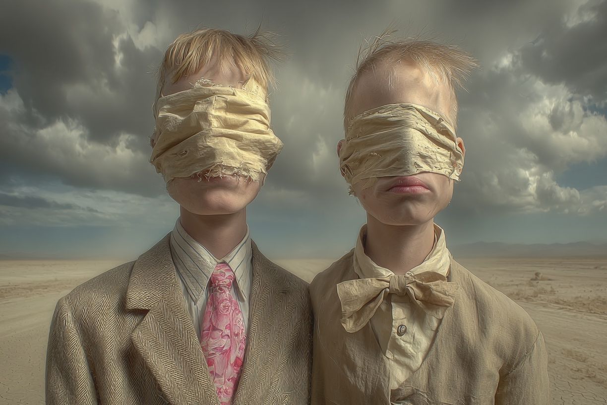 Blindfolded Children Surrealism Poster. poster — fine-art art
