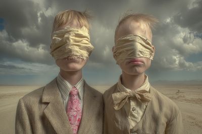 Blindfolded Children Surrealism Poster. poster print