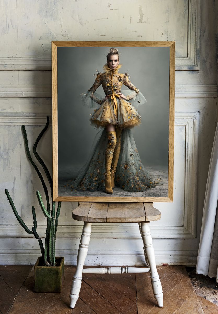 Haute Couture Floral Portrait Poster. — room view 1
