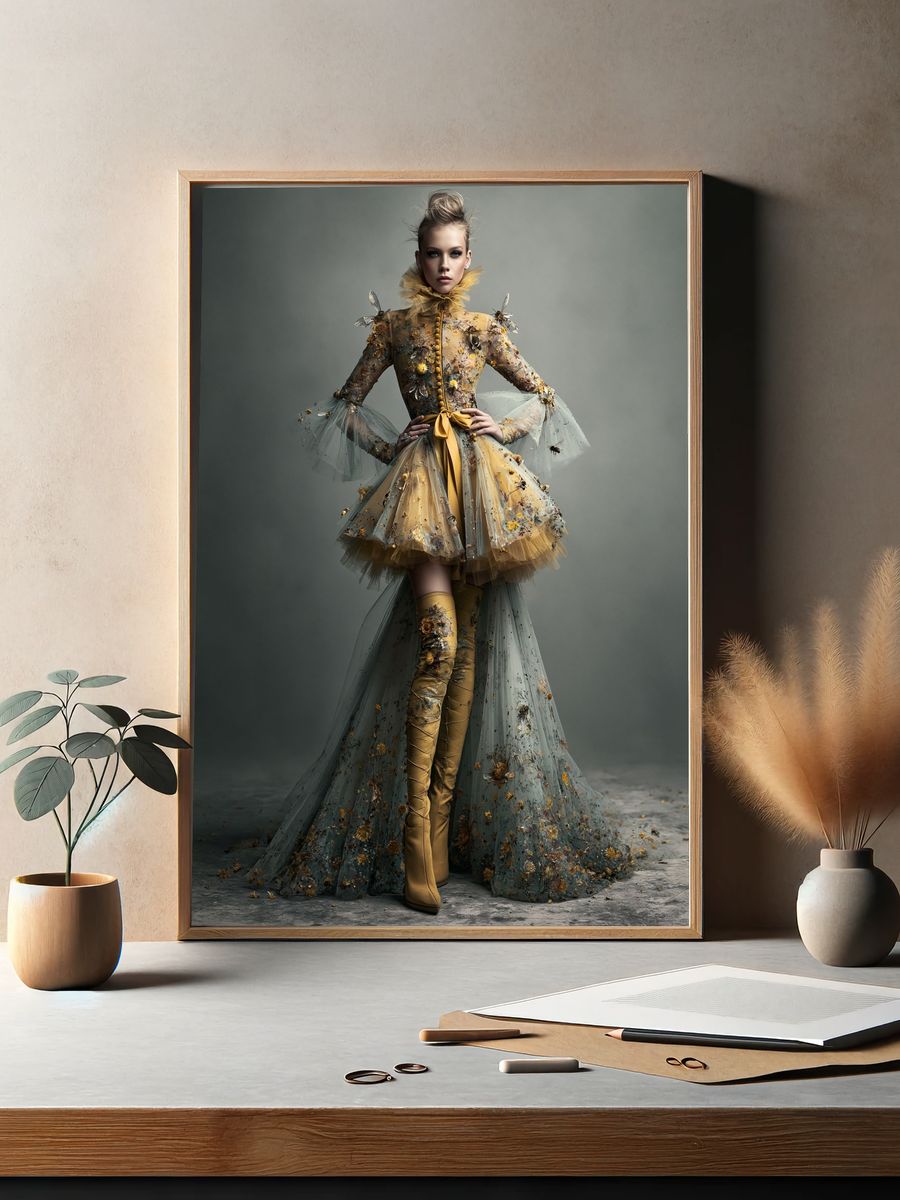 Haute Couture Floral Portrait Poster. — room view 2