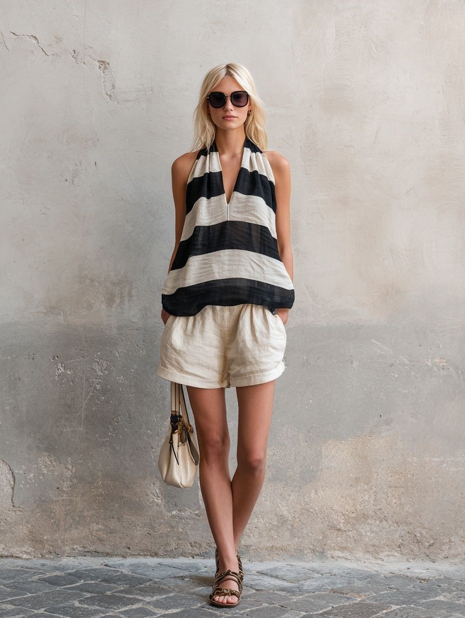 Striped Fashion Portrait Poster. poster detail