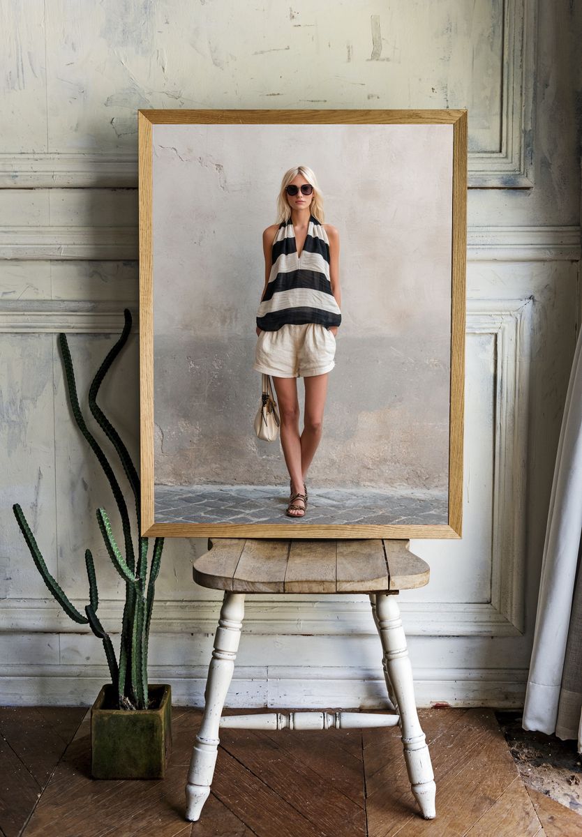 Striped Fashion Portrait Poster. room preview