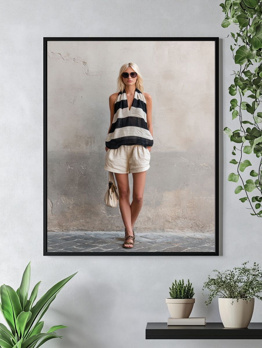 Striped Fashion Portrait Poster. — room view 4