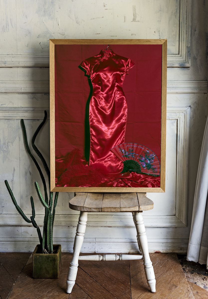 Red Satin Cheongsam Fashion Poster. room preview