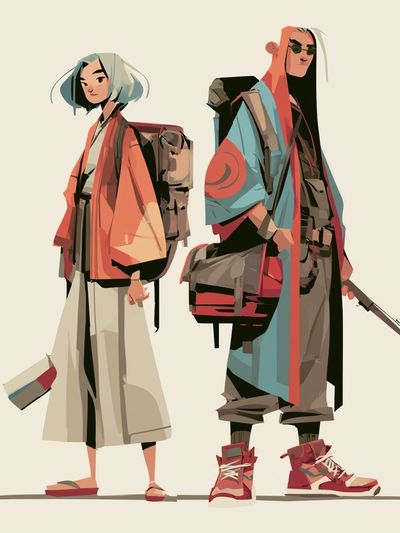 Stylized Fashion Duo Illustration Poster. poster