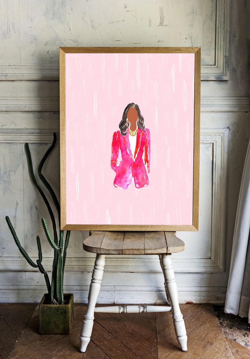 Pink Fashion Figure Illustration Poster. — room view 1