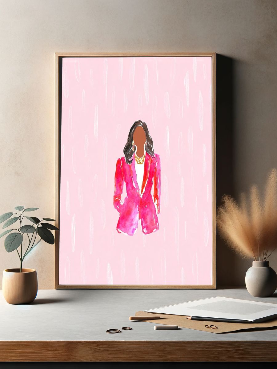 Pink Fashion Figure Illustration Poster. — room view 2