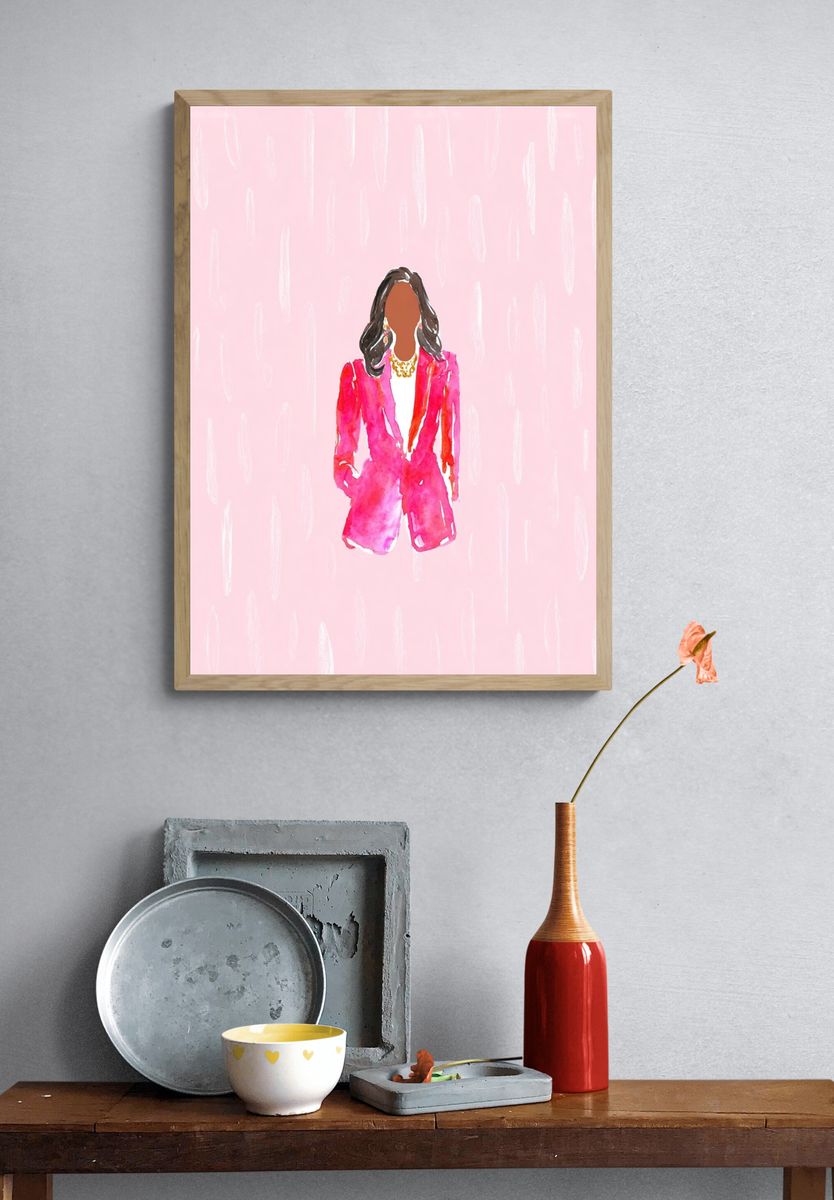 Pink Fashion Figure Illustration Poster. — room view 3