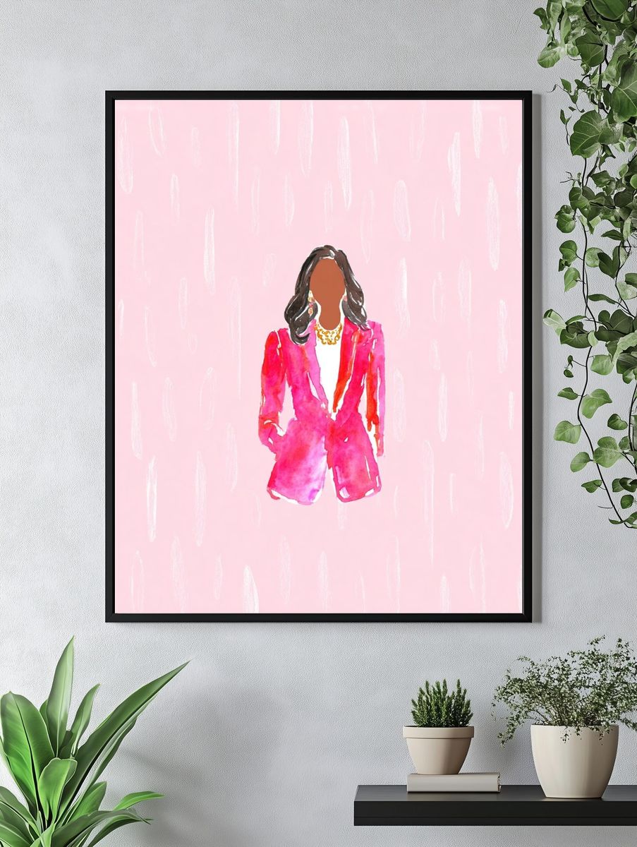 Pink Fashion Figure Illustration Poster. — room view 4
