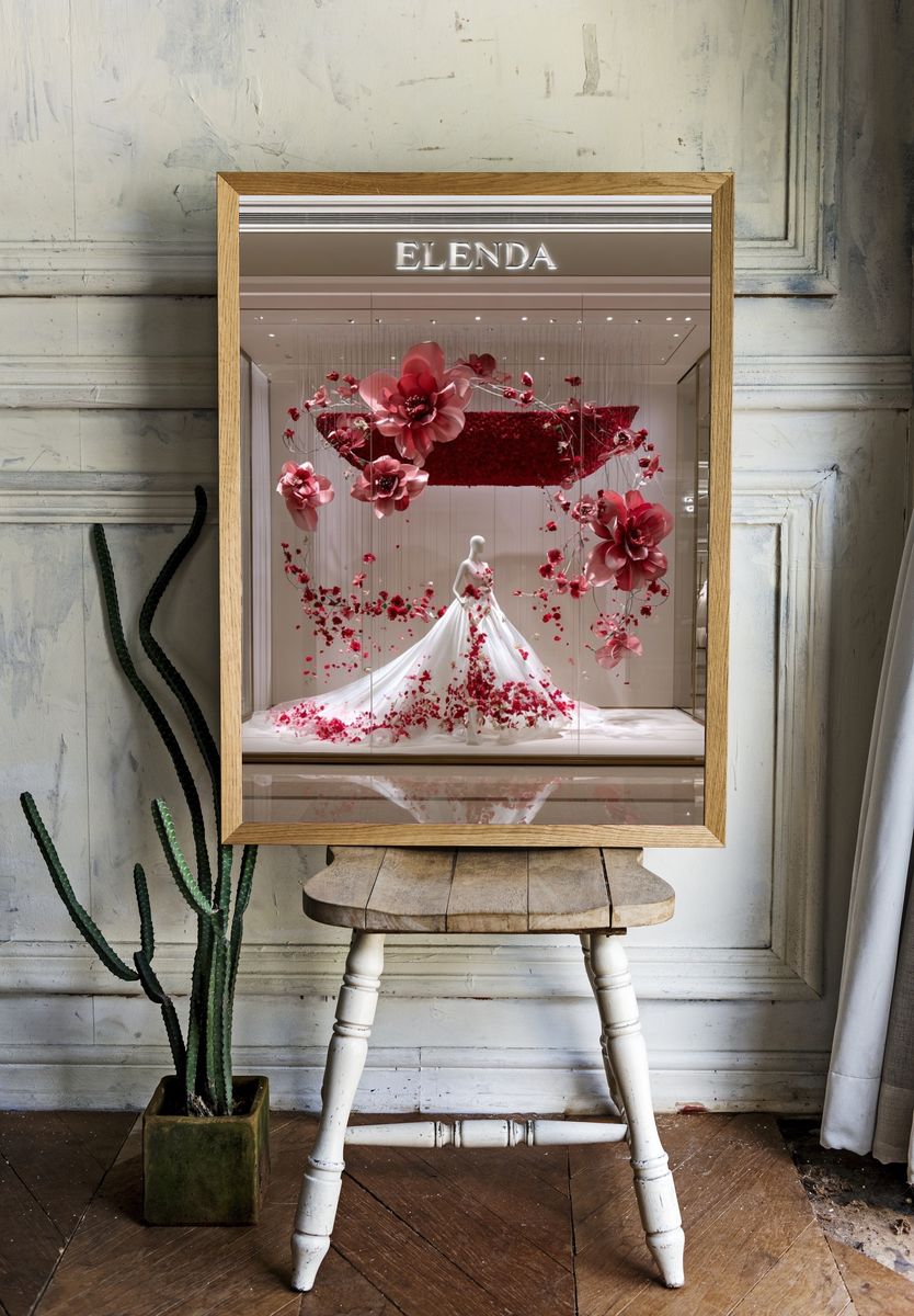 Elenda Floral Fashion Display Poster. — room view 1