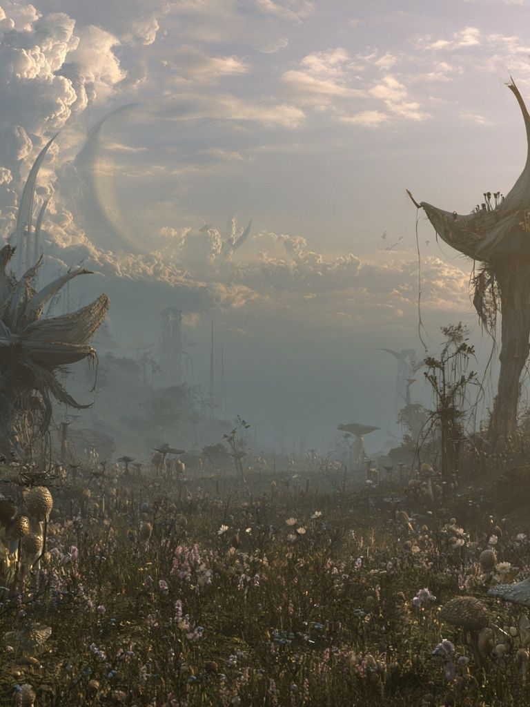 Surreal Alien Meadow Poster. poster detail