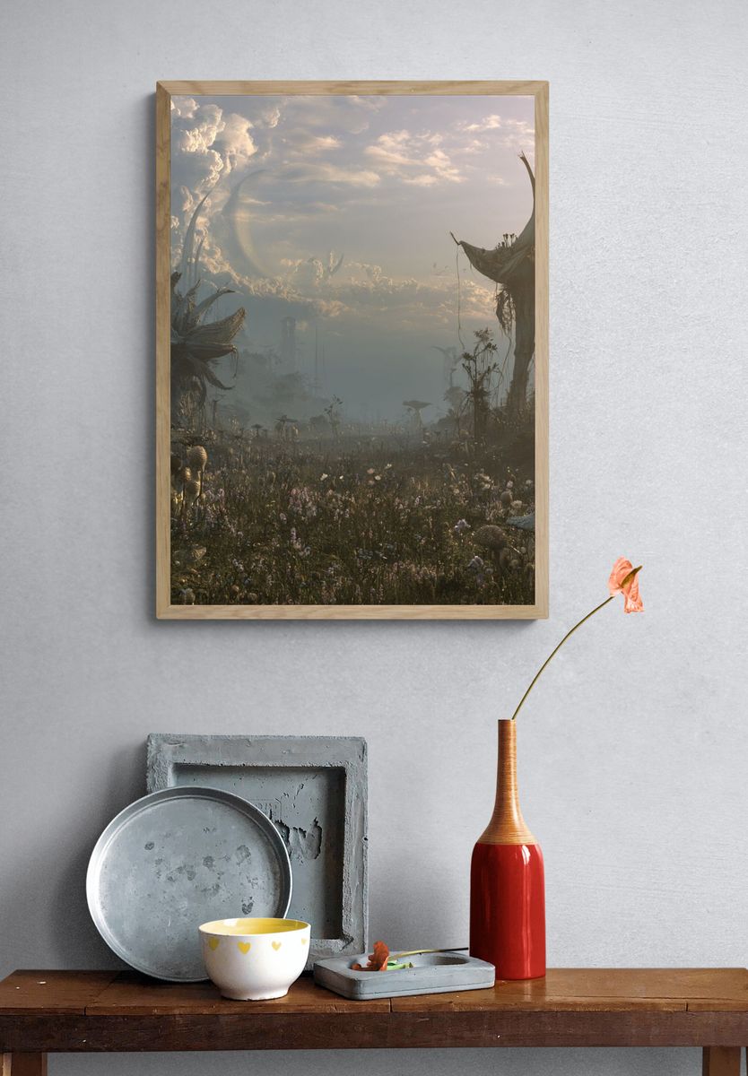 Surreal Alien Meadow Poster. — room view 3