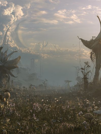 Surreal Alien Meadow Poster. poster print