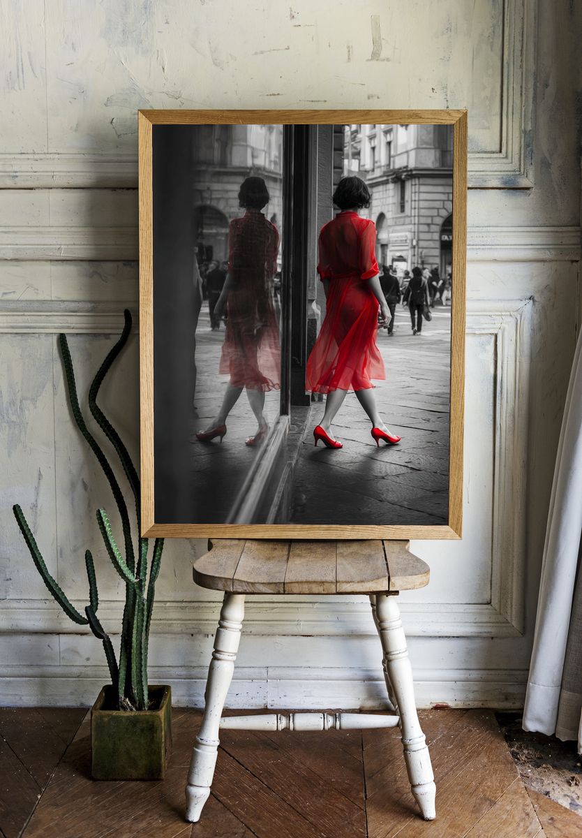 Red Dress Street Fashion Poster. room preview