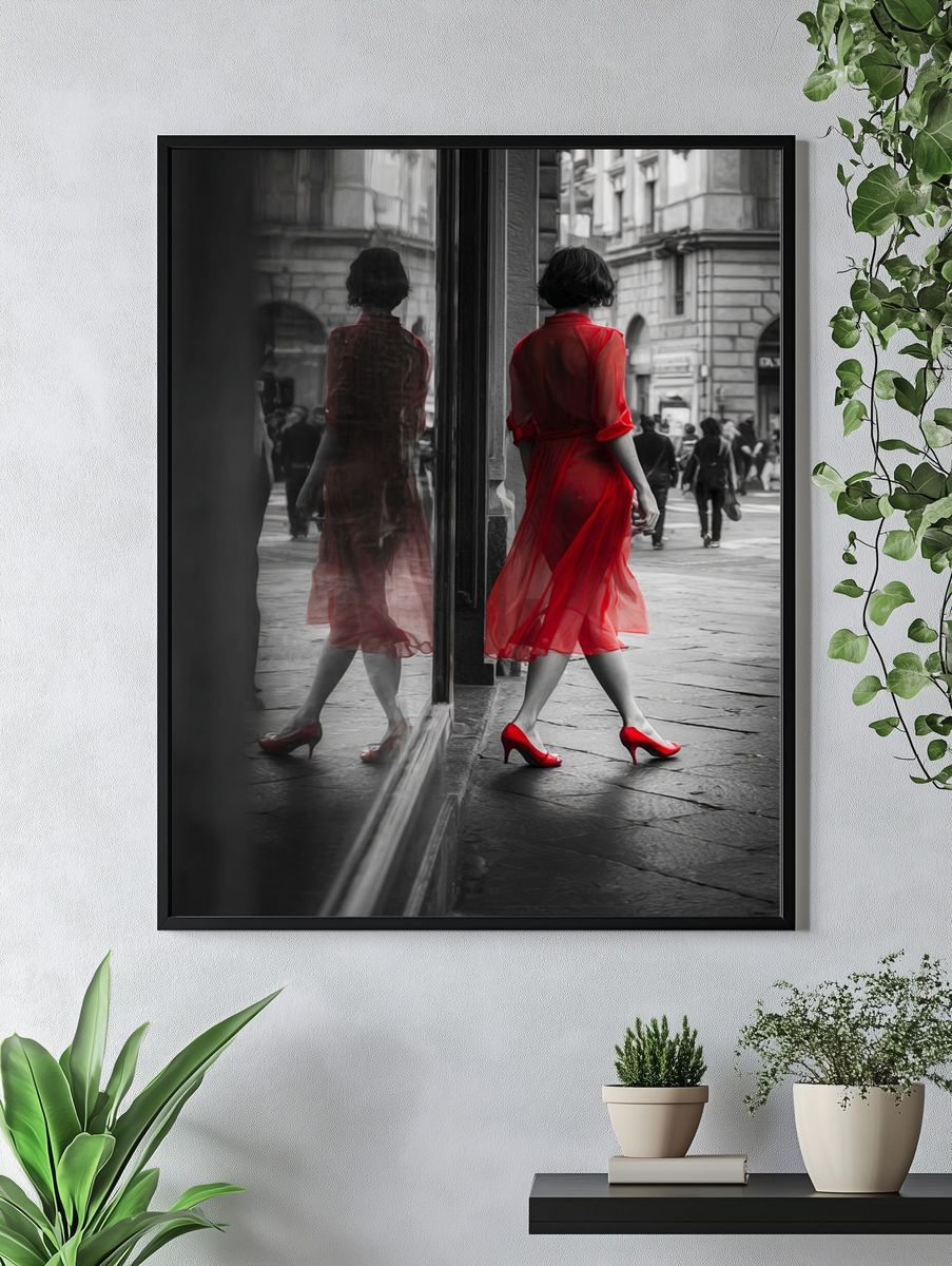 Red Dress Street Fashion Poster. — room view 4