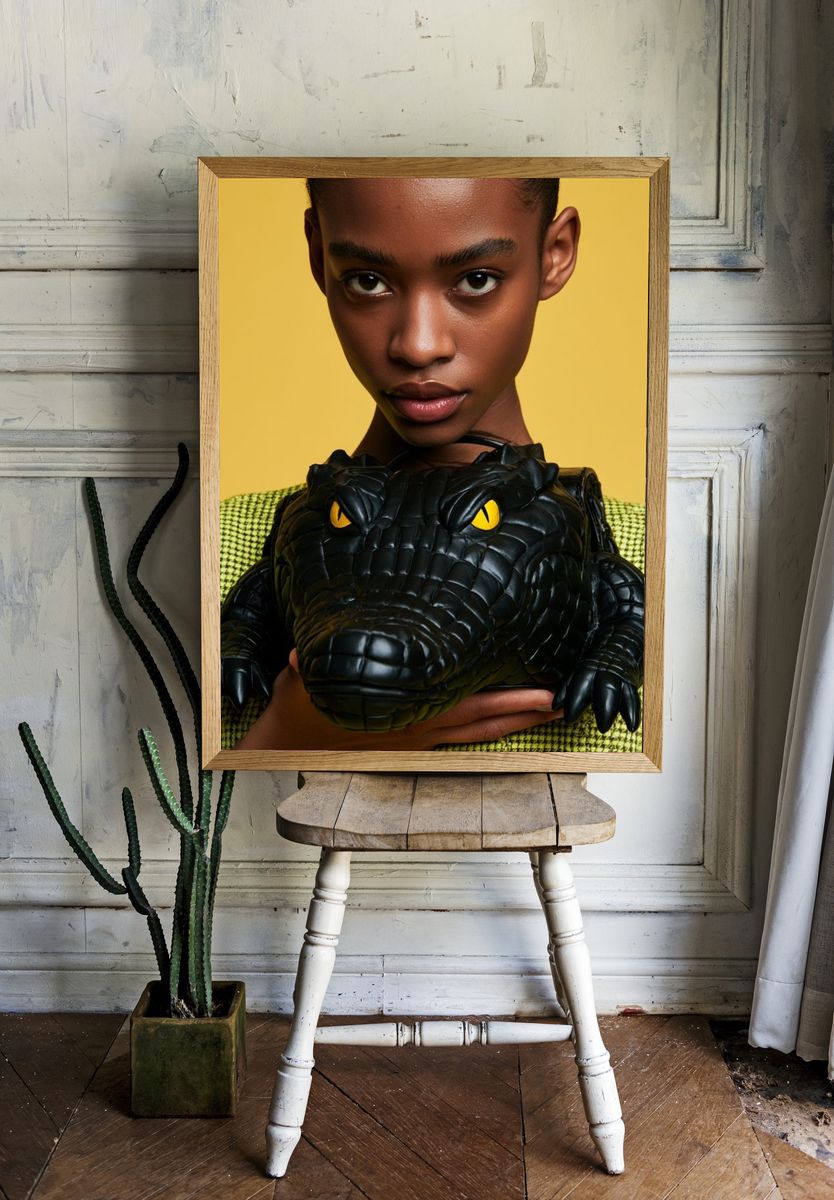 Fashion Portrait with Crocodile Bag Poster. room preview