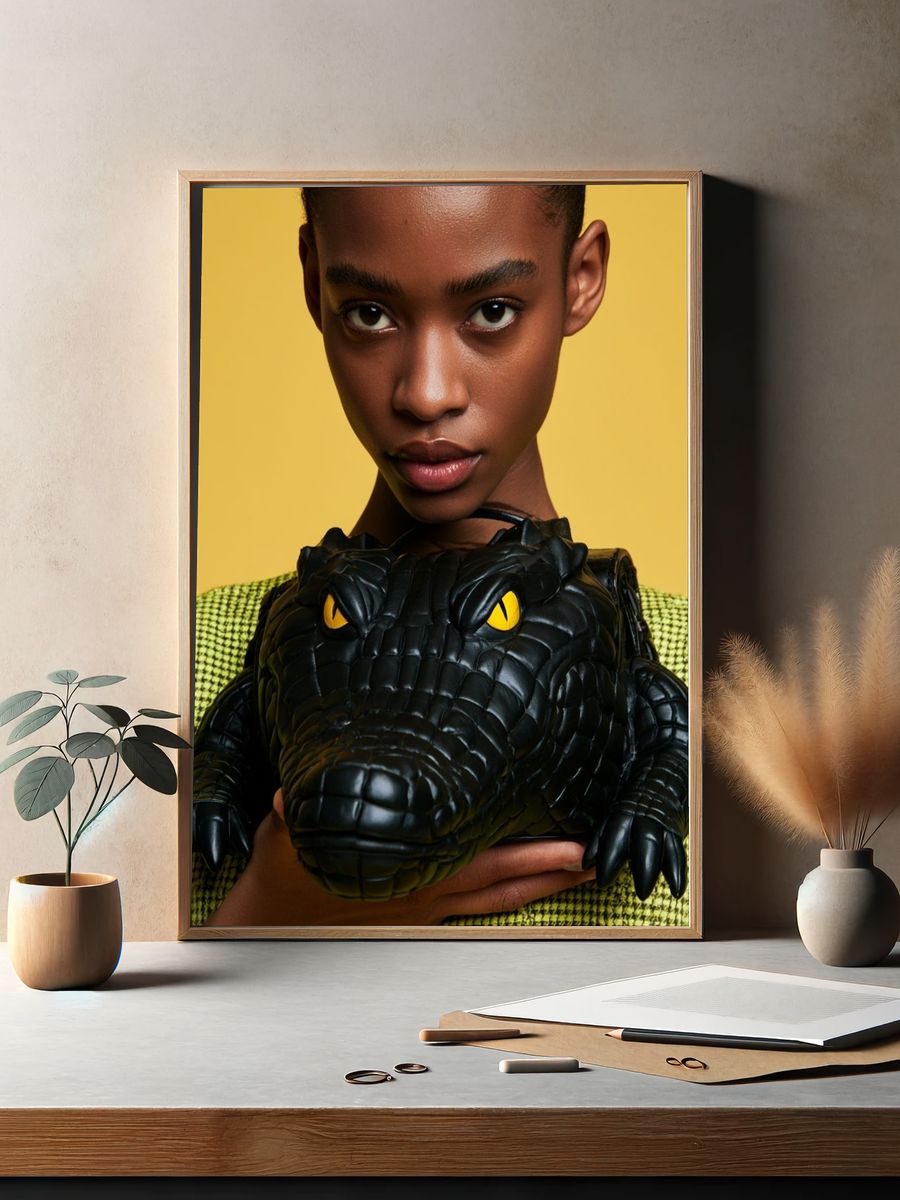 Fashion Portrait with Crocodile Bag Poster. — room view 2