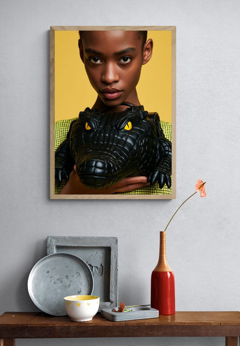 Fashion Portrait with Crocodile Bag Poster. — room view 3