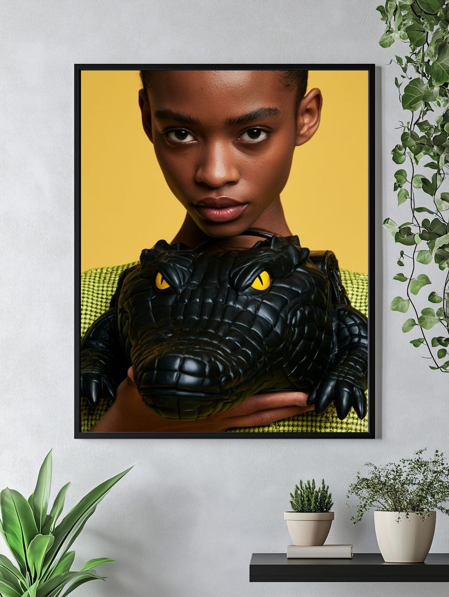 Fashion Portrait with Crocodile Bag Poster. — room view 4