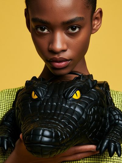 Fashion Portrait with Crocodile Bag Poster.