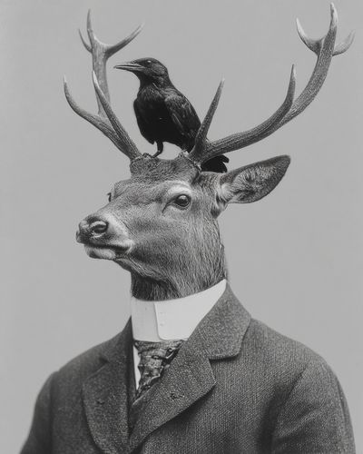 Deer Gentleman Surrealism Print. poster print