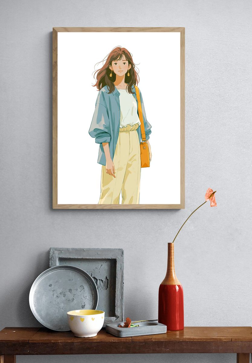 Casual Woman Fashion Illustration Poster. — room view 3
