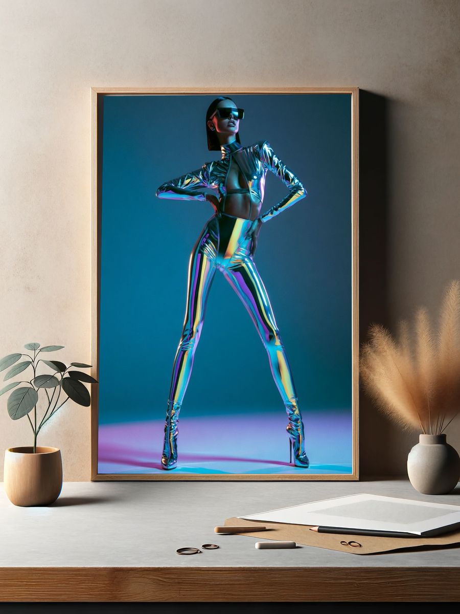 Futuristic Chrome Fashion Poster. — room view 2