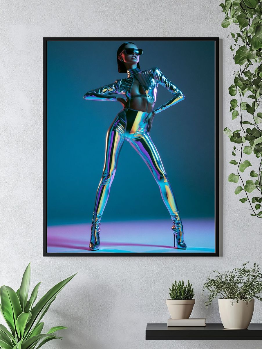 Futuristic Chrome Fashion Poster. — room view 4