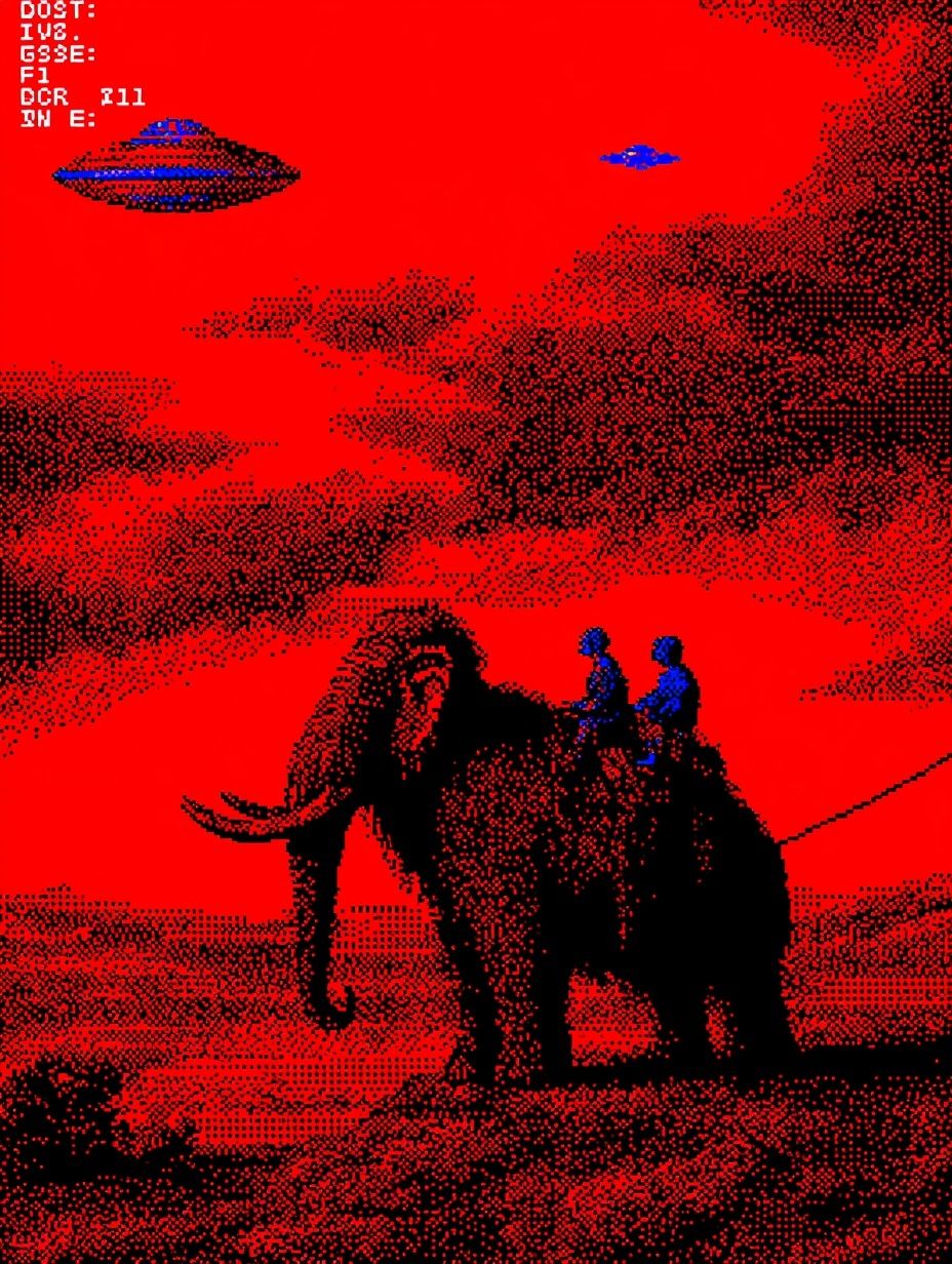Elephant Rider Surreal Print. poster — fine-art art