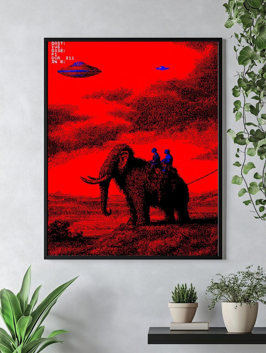 Elephant Rider Surreal Print. — room view 4