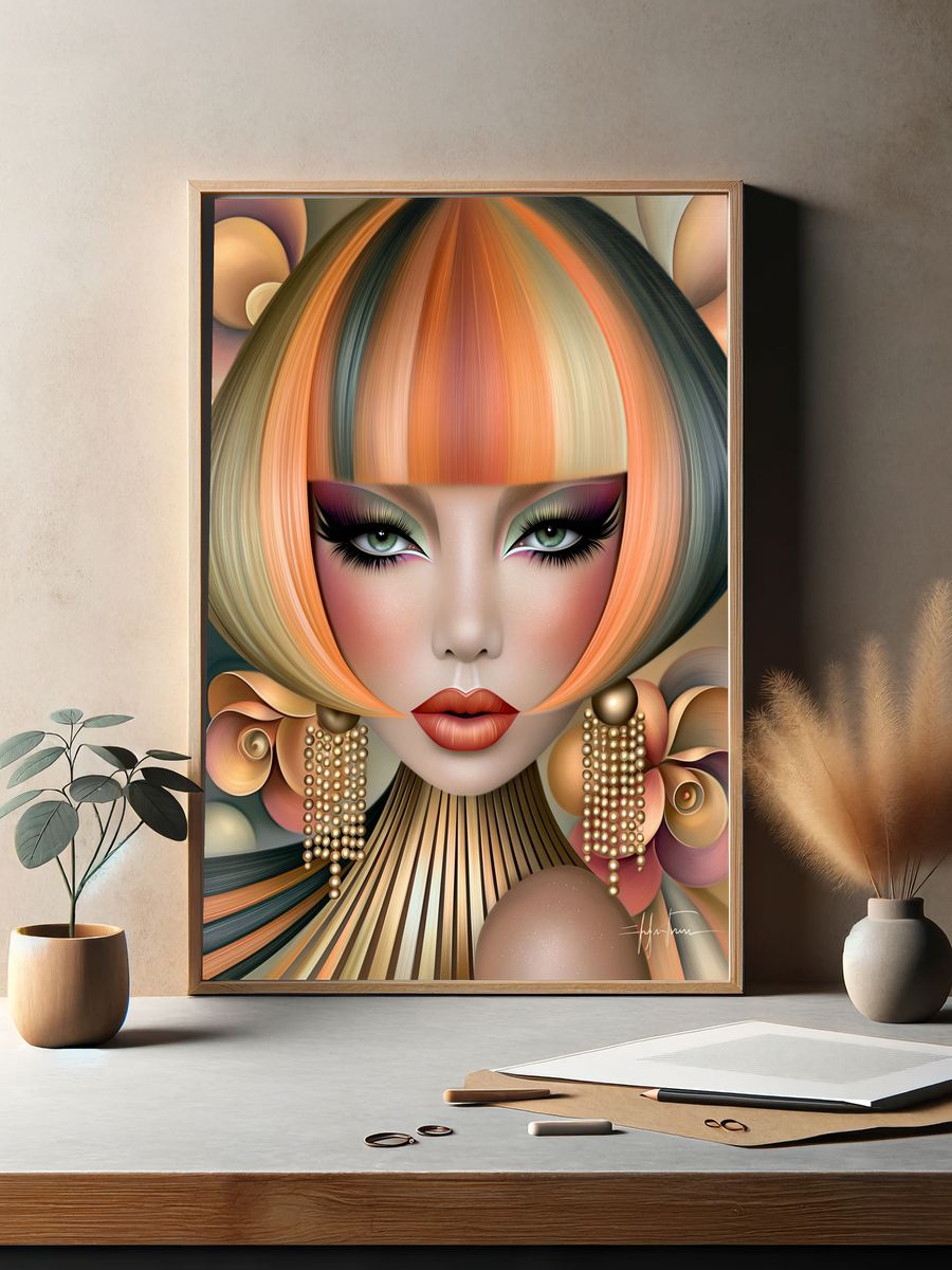 Futuristic Glam Portrait Poster. — room view 2