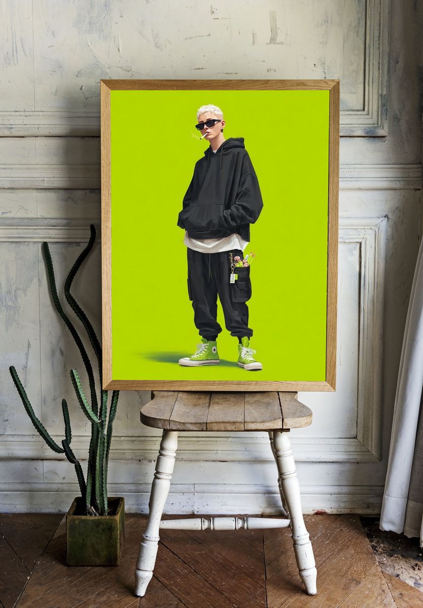 Neon Streetwear Portrait Print. — room view 1