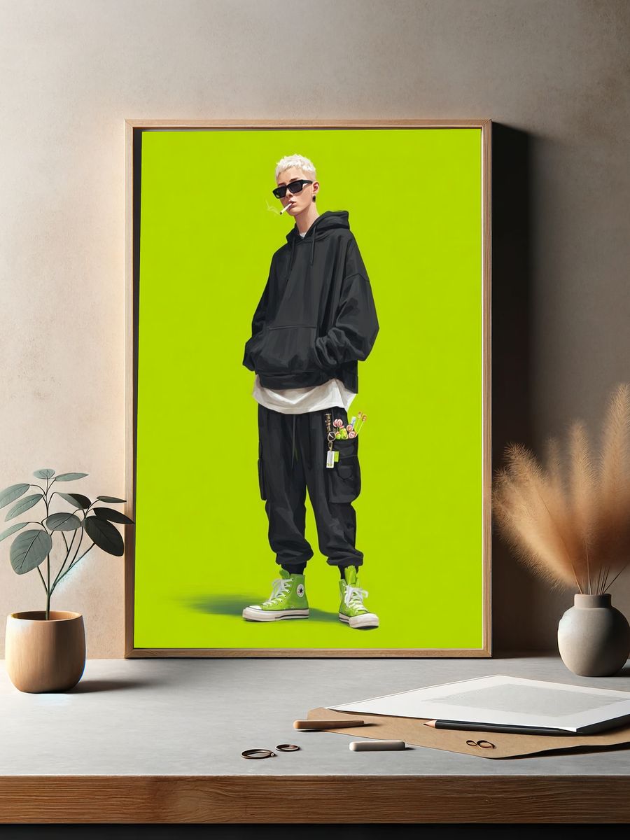 Neon Streetwear Portrait Print. — room view 2