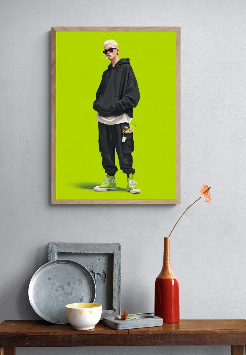Neon Streetwear Portrait Print. — room view 3
