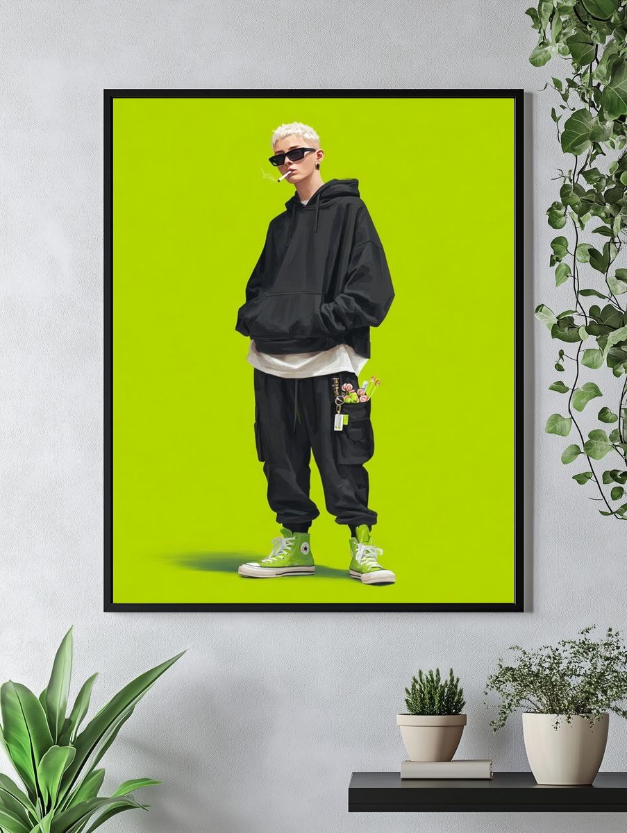 Neon Streetwear Portrait Print. — room view 4