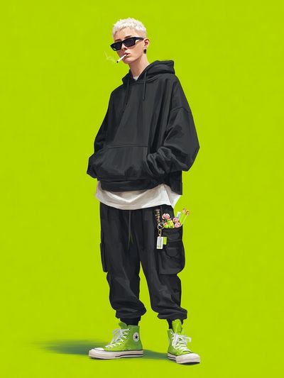 Neon Streetwear Portrait Print. poster