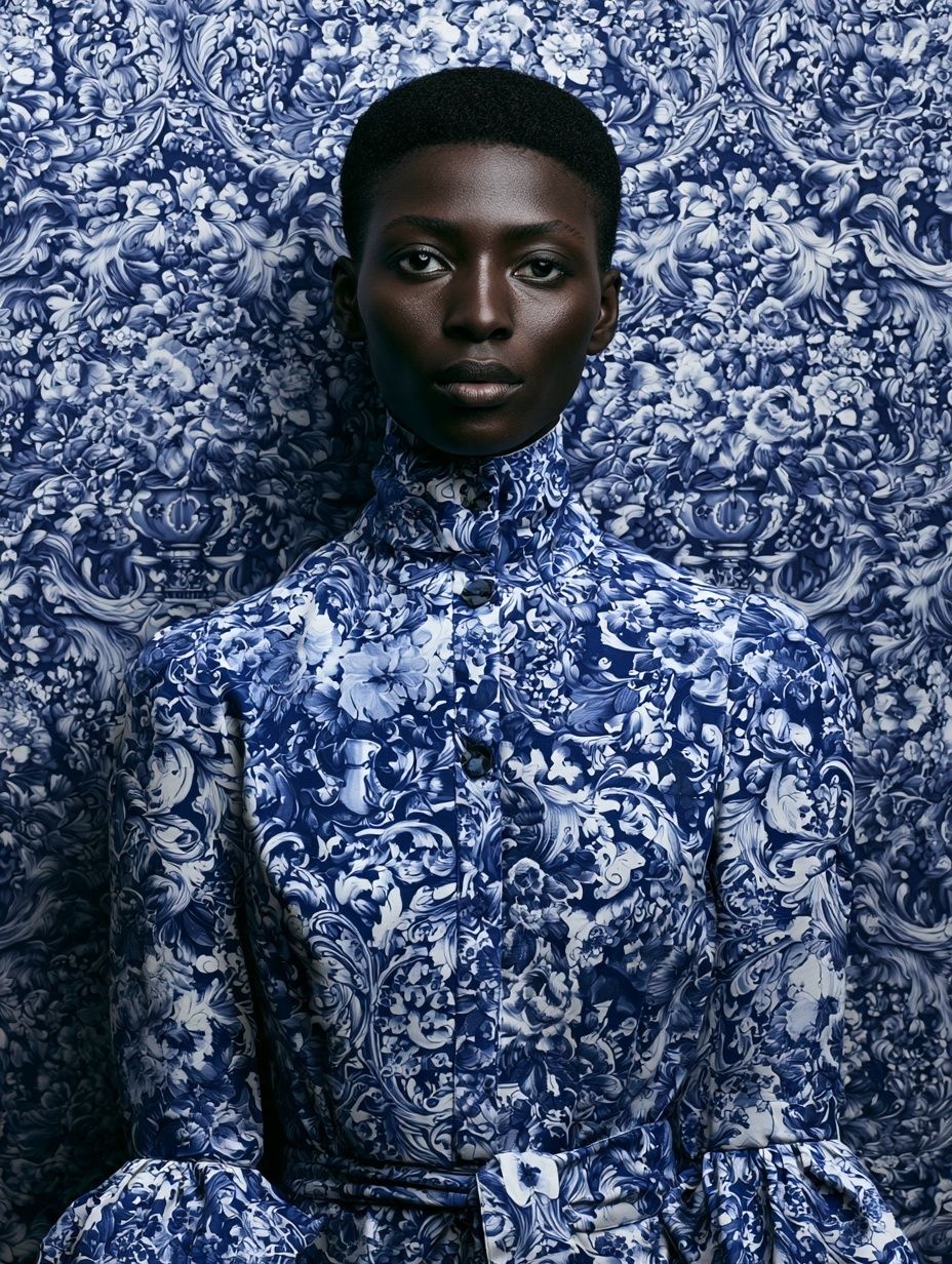 Blue Porcelain Portrait Print. poster — fashion art