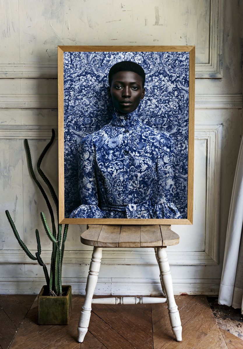 Blue Porcelain Portrait Print. room preview