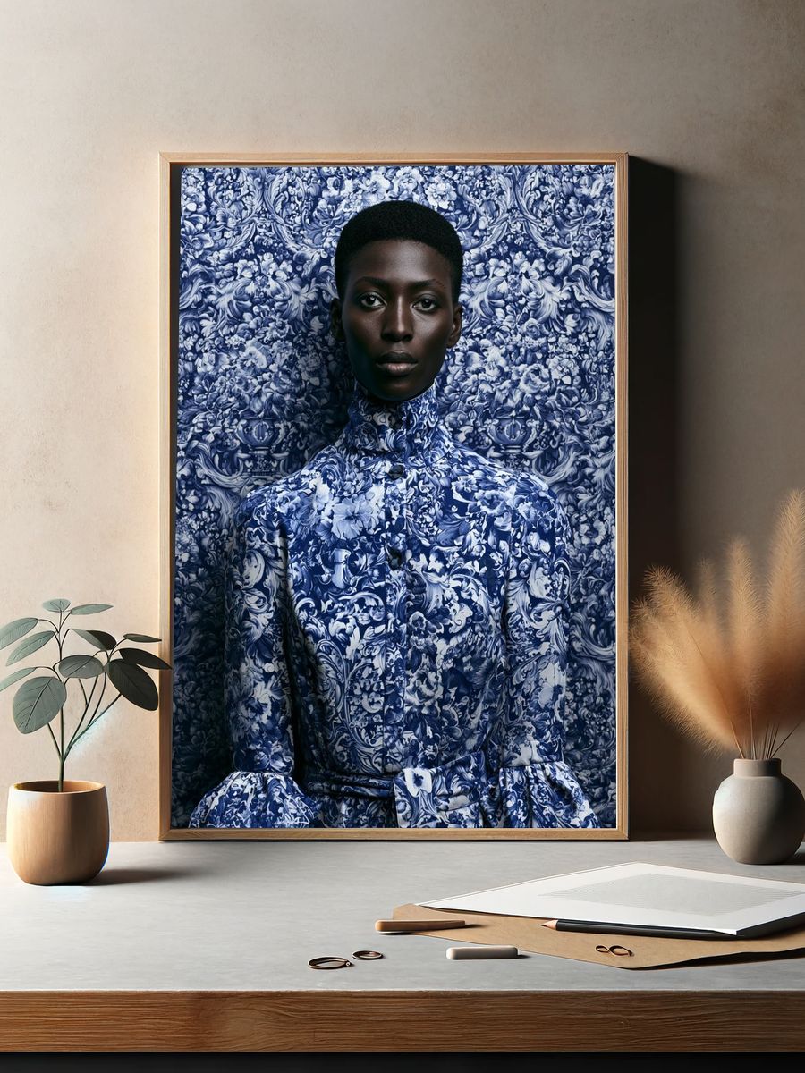 Blue Porcelain Portrait Print. — room view 2