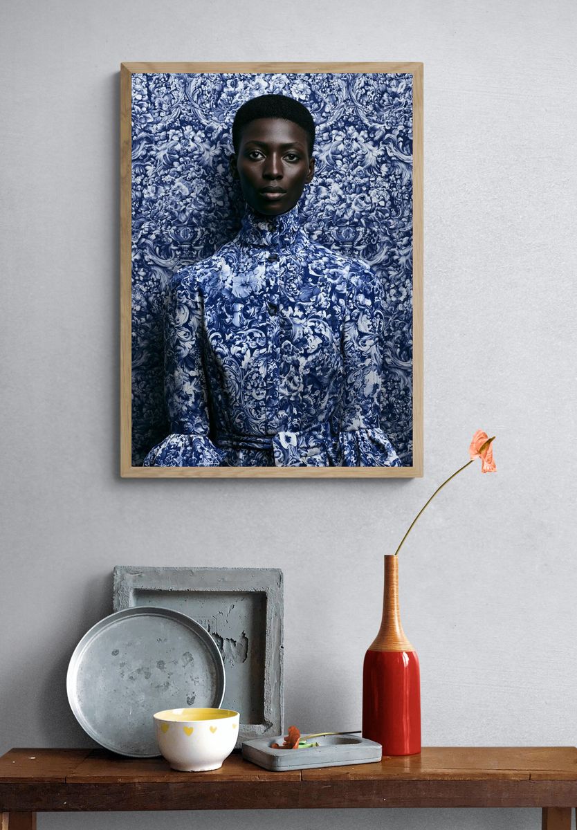 Blue Porcelain Portrait Print. — room view 3