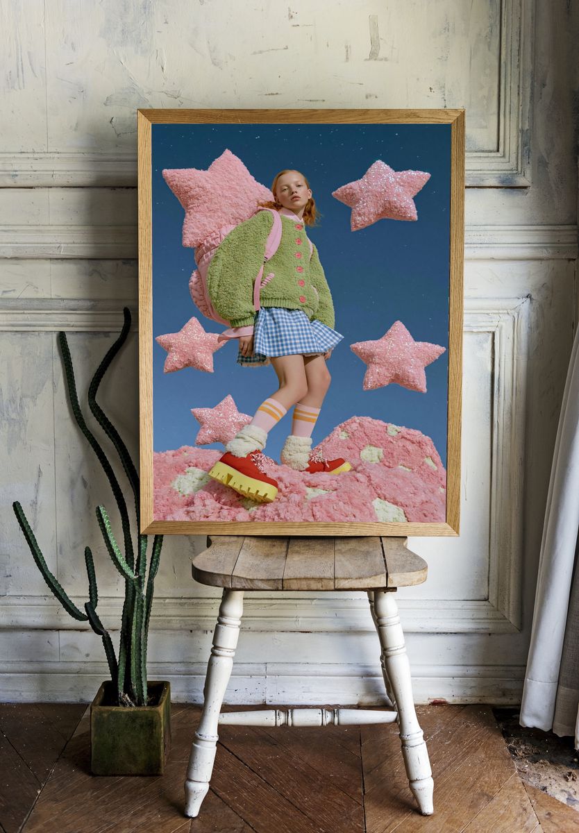 Dreamy Star Girl Fashion Poster. room preview