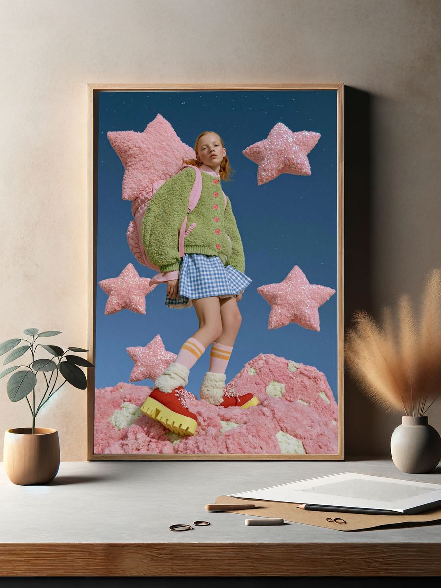 Dreamy Star Girl Fashion Poster. — room view 2