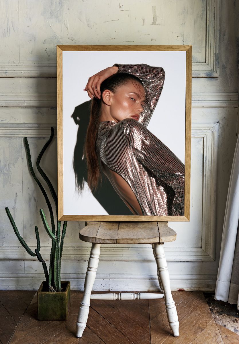 Metallic Fashion Portrait Poster. room preview