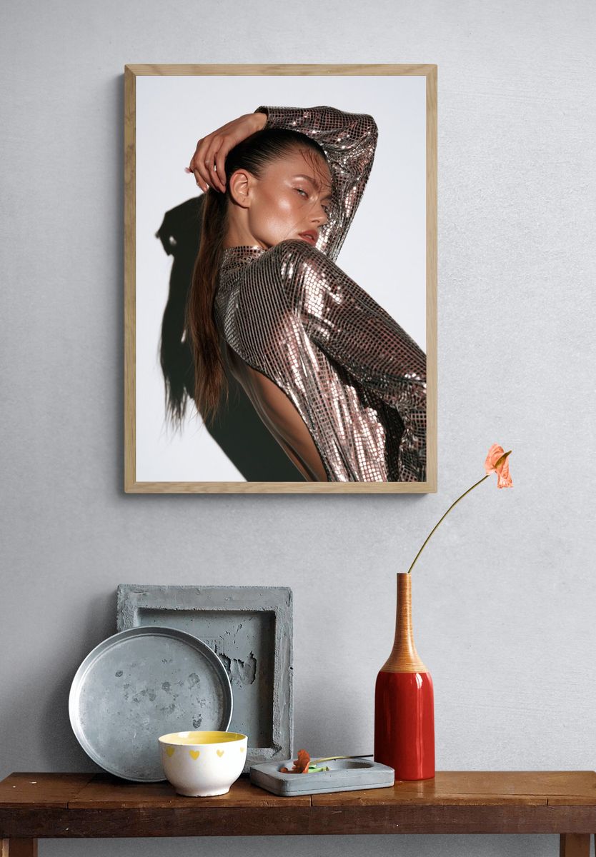 Metallic Fashion Portrait Poster. — room view 3
