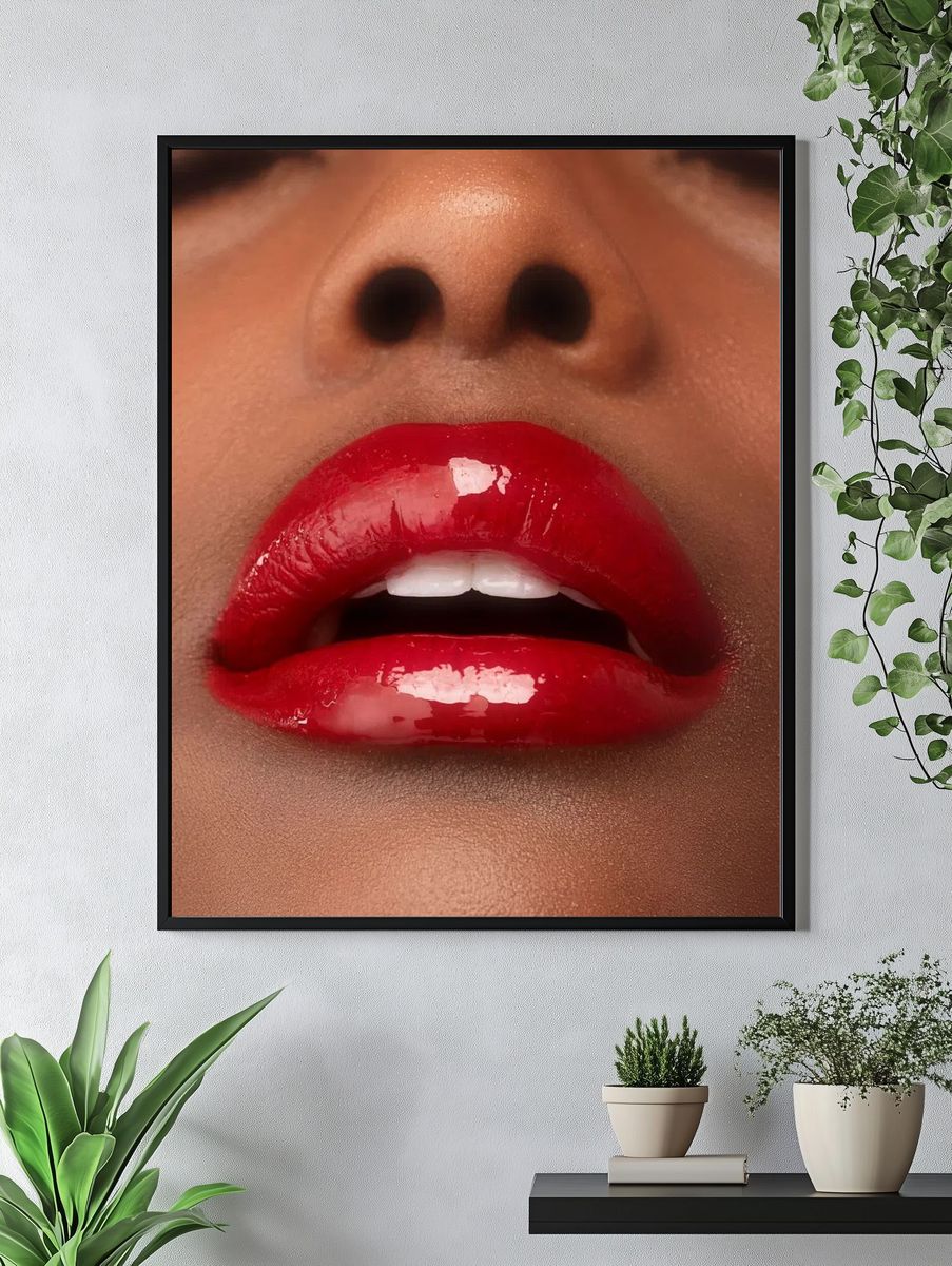 African American woman red lips. — room view 4